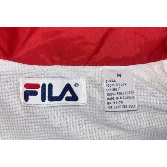 FILA Womens Windbreaker Jacket Medium 90s Retro Y2K Red White Blue Lined Pockets - Picture 12 of 12